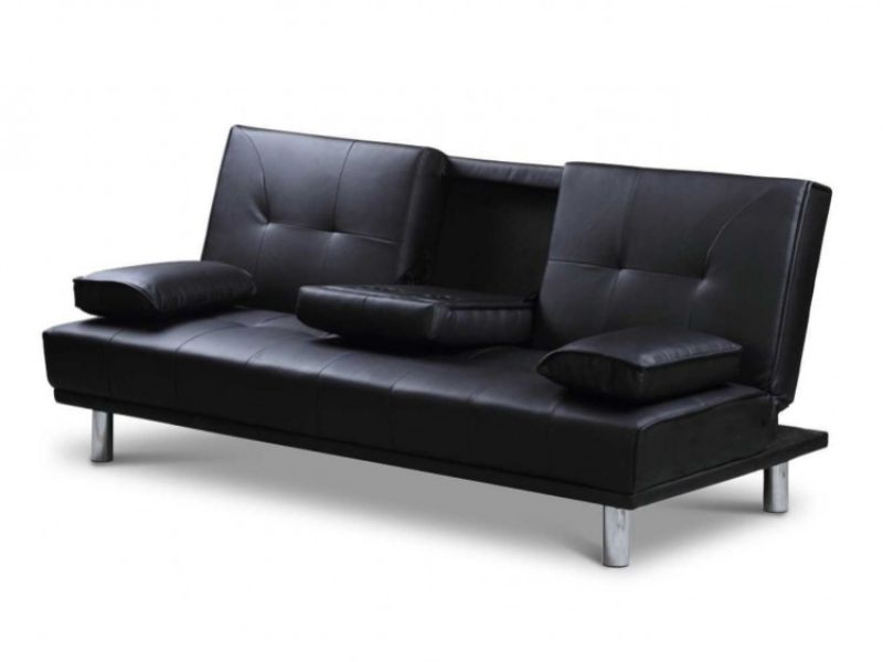 Sleep Design Manhattan Black Faux Leather Sofa Bed