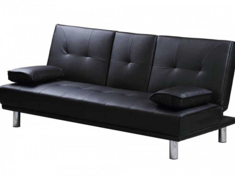 Sleep Design Manhattan Black Faux Leather Sofa Bed