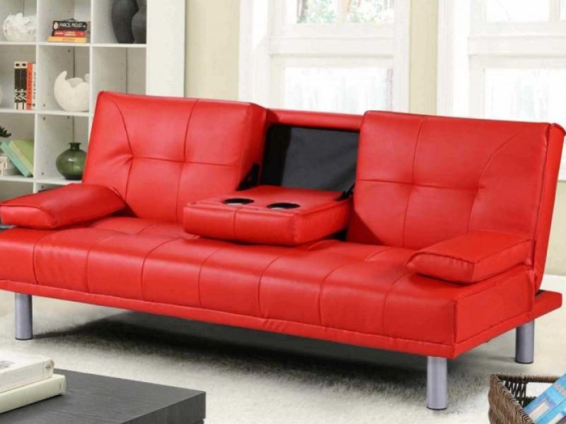 Sleep Design Manhattan Red Faux Leather Sofa Bed