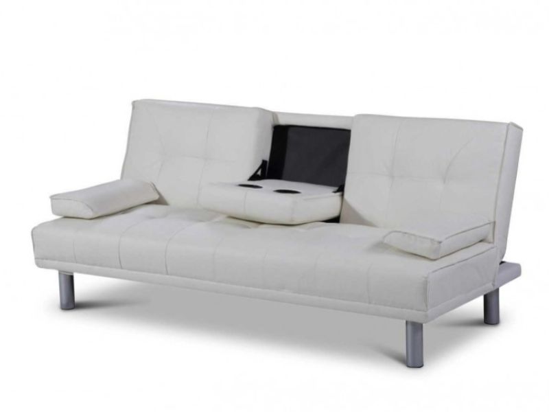 Sleep Design Manhattan White Faux Leather Sofa Bed