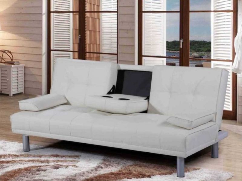 Sleep Design Manhattan White Faux Leather Sofa Bed