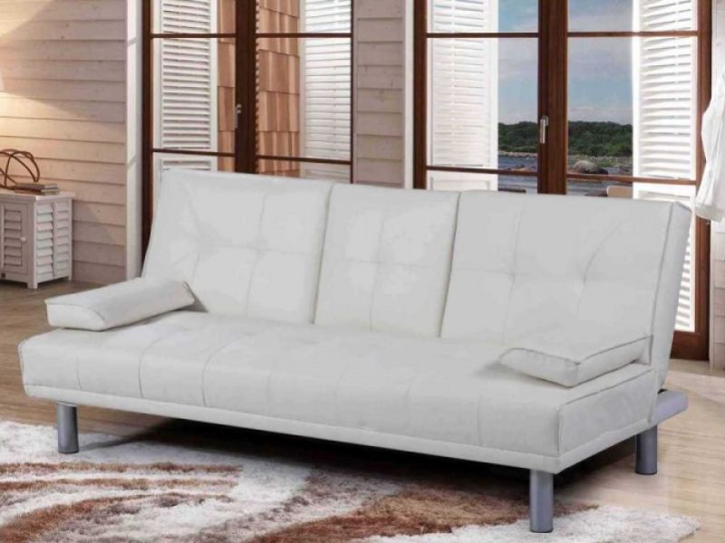 Sleep Design Manhattan White Faux Leather Sofa Bed
