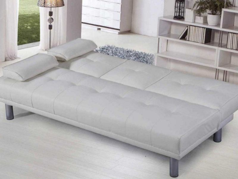 Sleep Design Manhattan White Faux Leather Sofa Bed