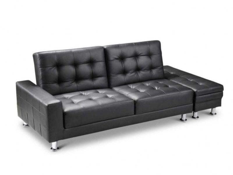 Sleep Design Knightsbridge Black Faux Leather Sofa Bed With Storage