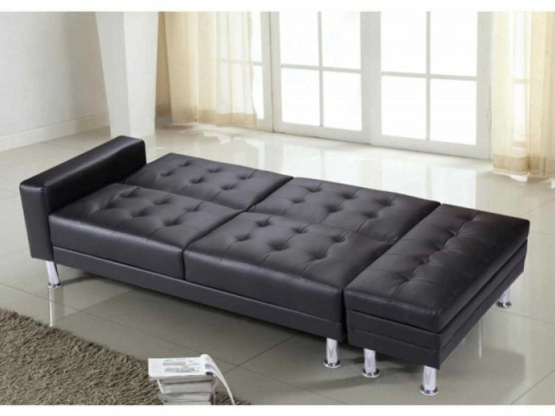 Sleep Design Knightsbridge Black Faux Leather Sofa Bed With Storage