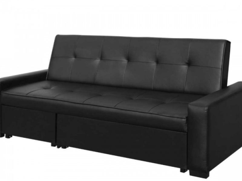 Sleep Design Seattle Black Faux Leather Sofa Bed