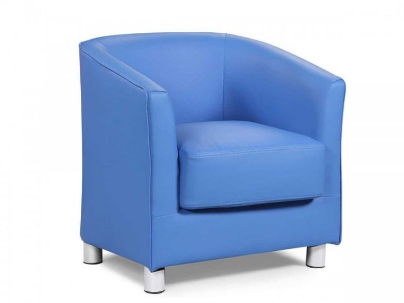 Sleep Design Vegas Blue Faux Leather Tub Chair