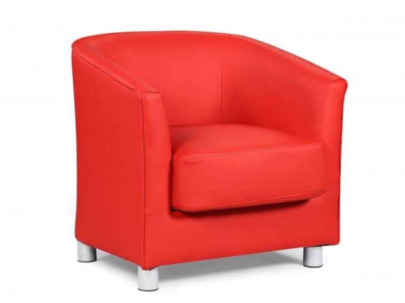 Sleep Design Vegas Red Faux Leather Tub Chair