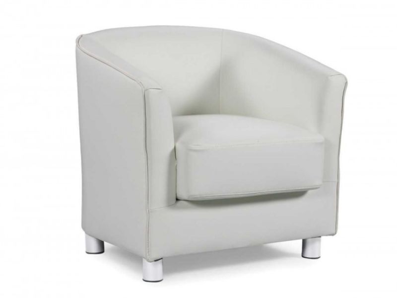 Sleep Design Endon Ivory White Faux Leather Tub Chair