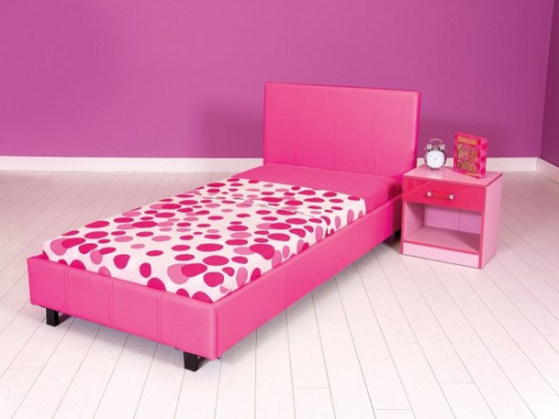 GFW Maine 3ft Single Pink Faux Leather Bed Frame