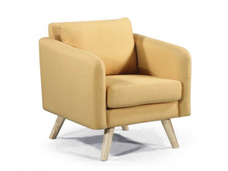 Sleep Design Longdon Yellow Fabric Chair With Footstool