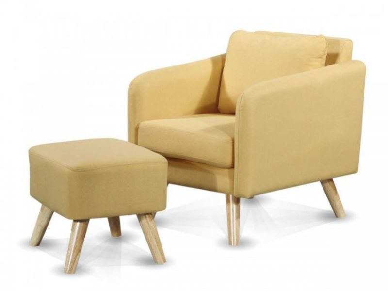Sleep Design Longdon Yellow Fabric Chair With Footstool