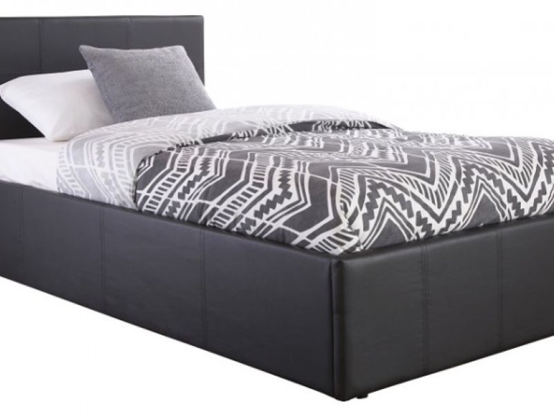GFW End Lift Ottoman 3ft Single Black Faux Leather Bed Frame