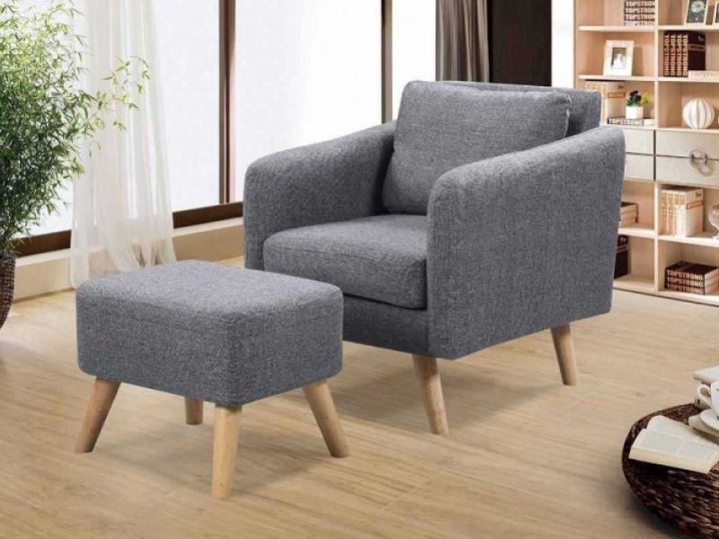 Sleep Design Blithfield Charcoal Grey Fabric Chair And Footstool