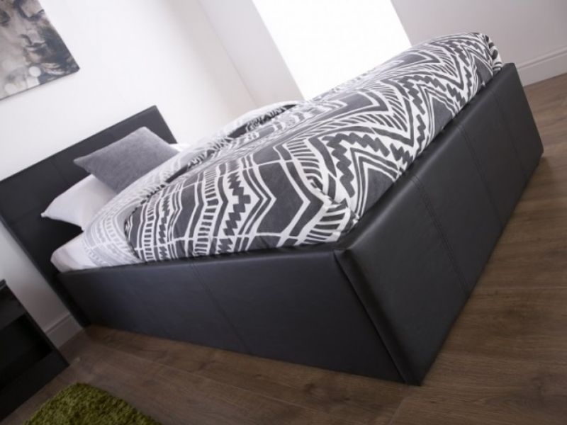 GFW End Lift Ottoman 4ft Small Double Black Faux Leather Bed Frame