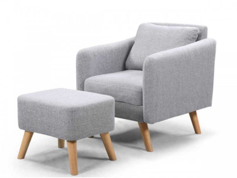 Sleep Design Blithfield Light Grey Fabric Chair And Footstool