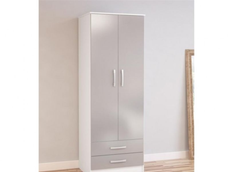 Birlea Lynx White with Grey Gloss 2 Door Combi Robe