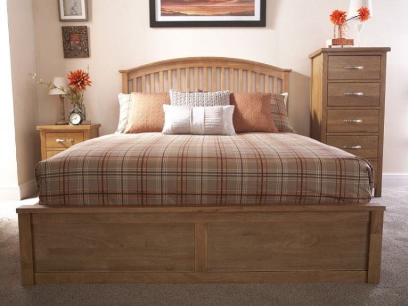 GFW Madrid 5ft Kingsize Natural Oak Finish Ottoman Bed