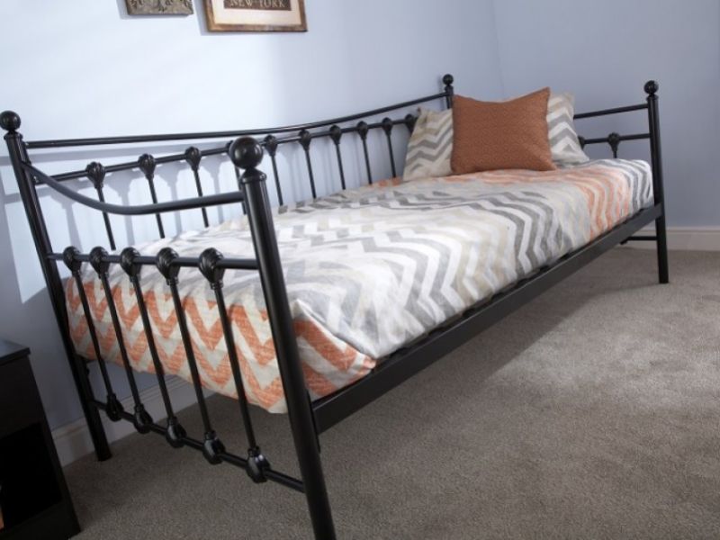 GFW Memphis 3ft Single Black Metal Day Bed with Underbed