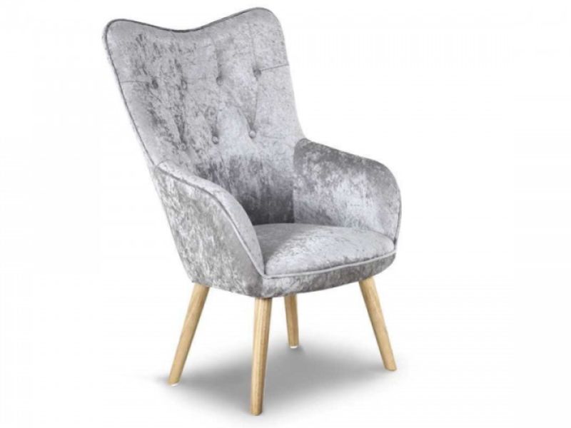 Sleep Design Coven Crushed Silver Velvet Fabric Chair