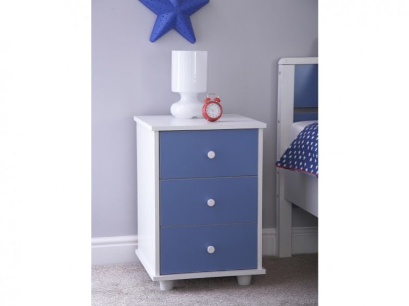 GFW Miami Blue 3 Drawer Bedside