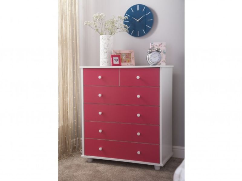 GFW Miami Pink 4 +2 Drawer Chest