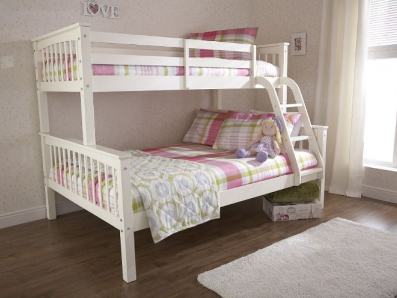 GFW Novaro White Wooden Trio Triple Sleeper Bunk Bed