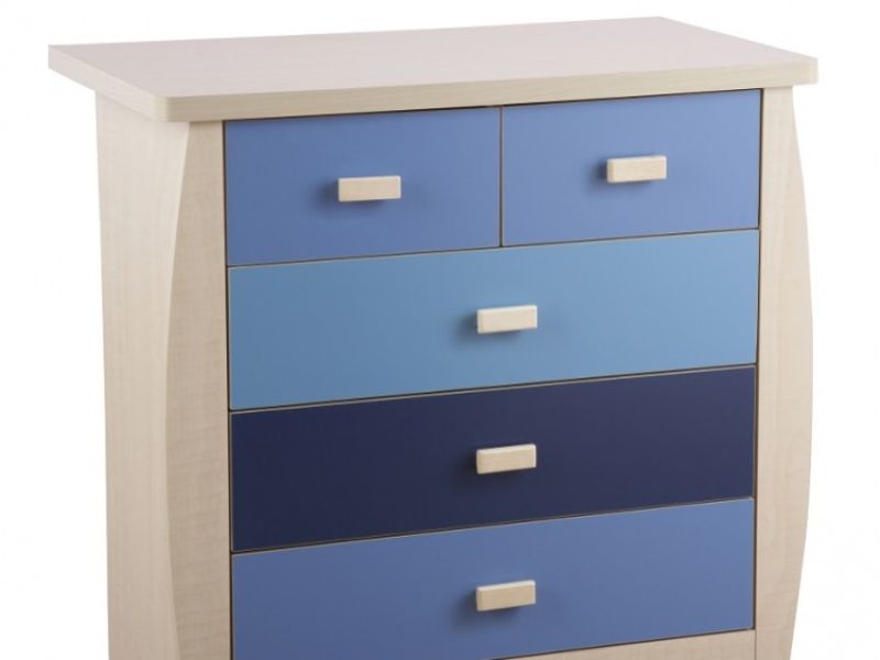 GFW Sydney 3+2 Chest of Drawers with Blue Detailing