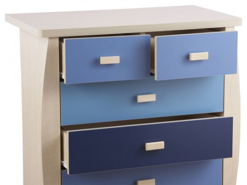 GFW Sydney 3+2 Chest of Drawers with Blue Detailing