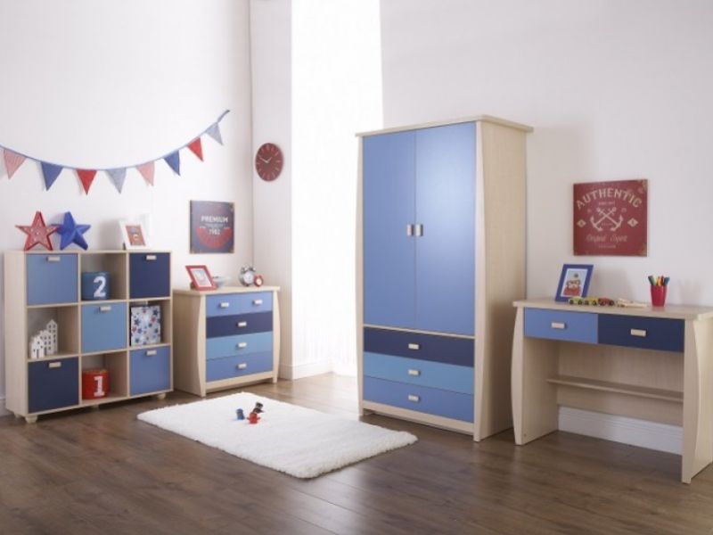 GFW Sydney 3+2 Chest of Drawers with Blue Detailing