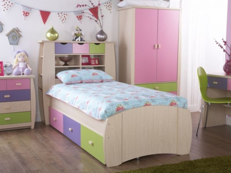 GFW Sydney 3ft Storage Bed Frame Pink and Lilac