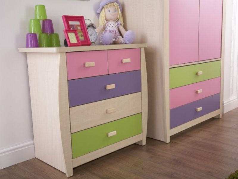 GFW Sydney 3+2 Chest of Drawers Pink and Lilac