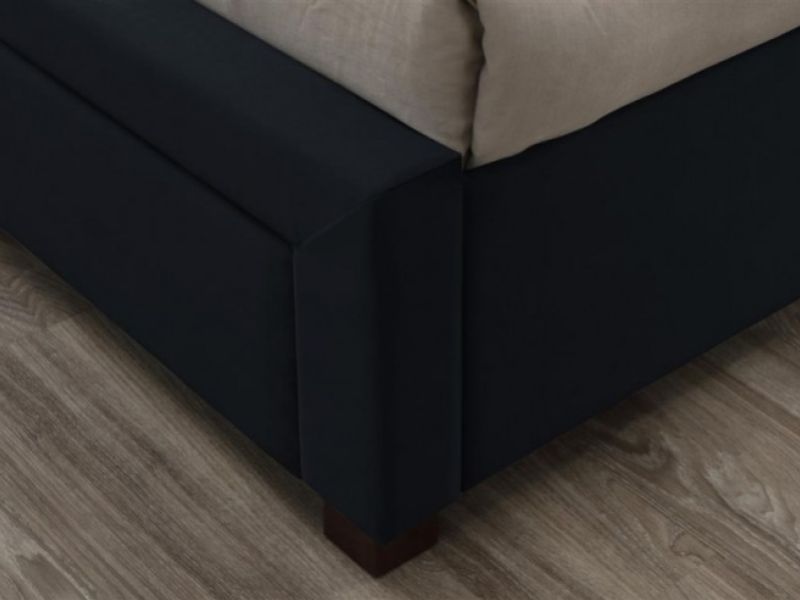 Birlea Woodbury 4ft6 Double Black Velvet Fabric Bed Frame With 4 Drawers