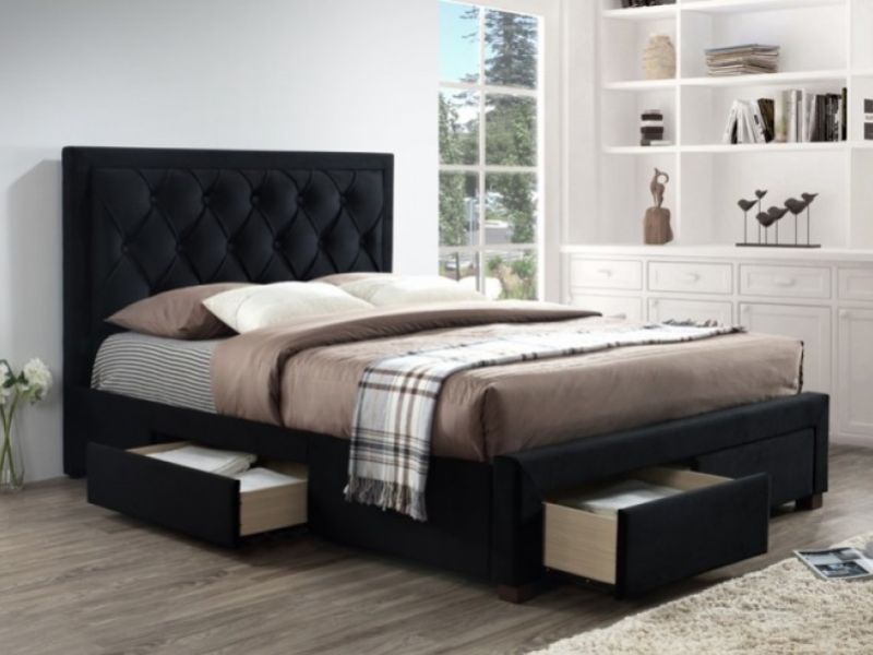 Birlea Woodbury 5ft Kingsize Black, King Size Wooden Bed Frame With 4 Drawers