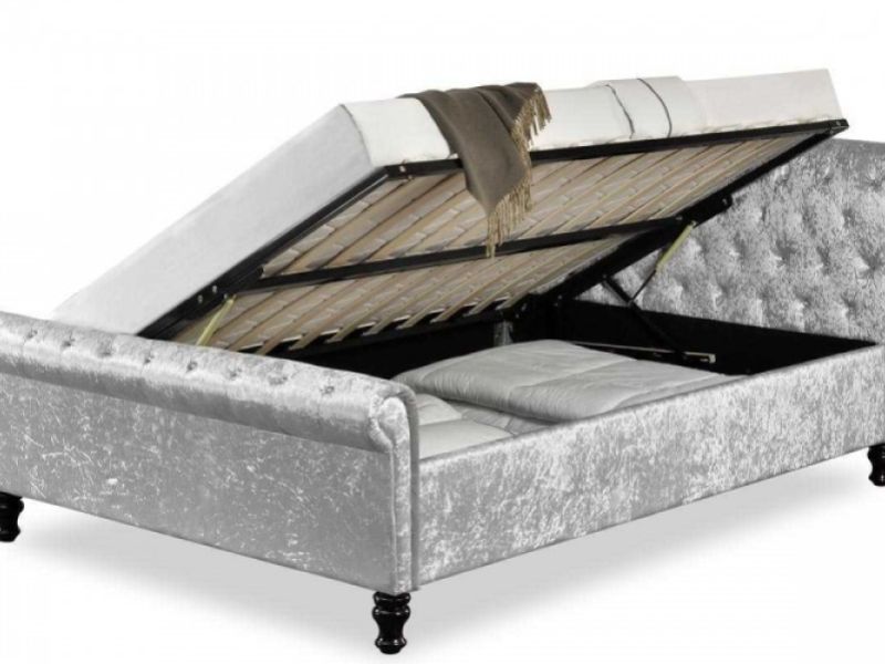 Sleep Design St James 4ft6 Double Crushed Silver Velvet Ottoman Bed Frame
