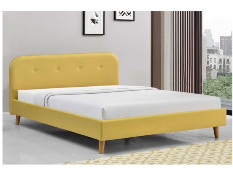 Sleep Design Woburn 5ft Kingsize Yellow Fabric Bed Frame