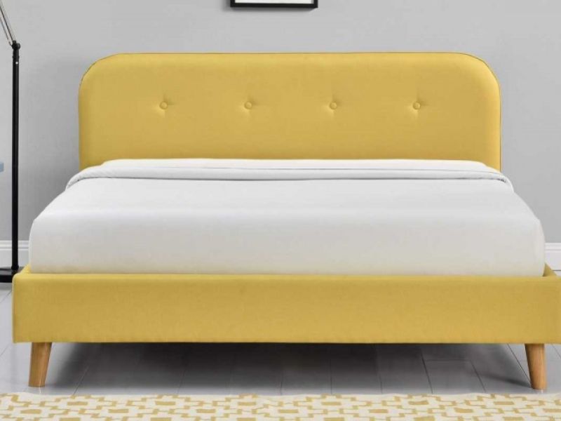 Sleep Design Woburn 5ft Kingsize Yellow Fabric Bed Frame