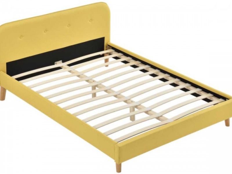 Sleep Design Woburn 5ft Kingsize Yellow, Bisham Contemporary Grey Fabric Upholstered Bed Frame