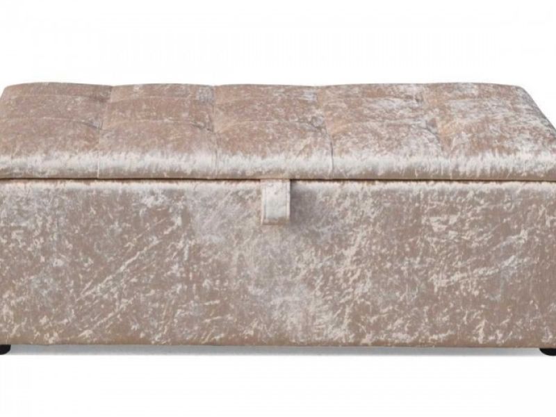 Sleep Design Crushed Gold Velvet Ottoman Blanket Box
