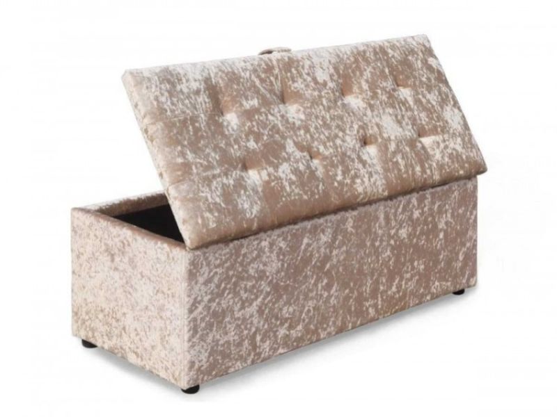 Sleep Design Crushed Gold Velvet Ottoman Blanket Box