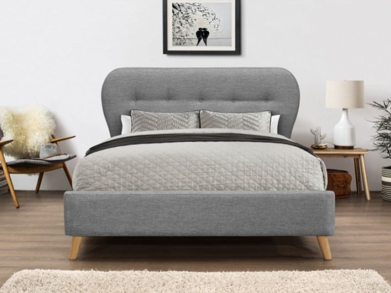 Flair Furnishings Ashley 5ft Kingsize Grey Fabric Bed Frame