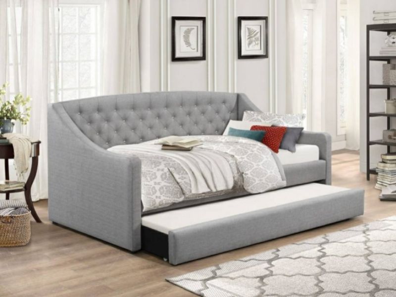 Flair Furnishings Aurora Grey Fabric Day Bed With Trundle