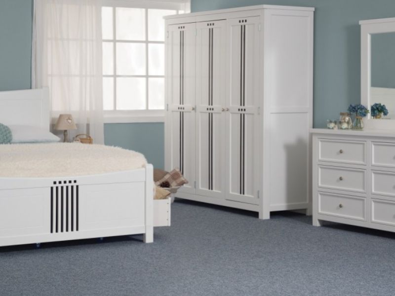 Sweet Dreams Lewis 5ft Kingsize Bed Frame With Drawers In White With Black Stripes