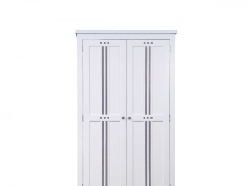 Sweet Dreams Lewis White With Grey Stripes 2 Door Wardrobe