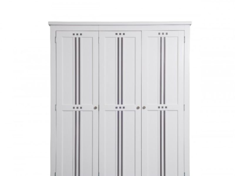 Sweet Dreams Lewis White With Grey Stripes 3 Door Wardrobe