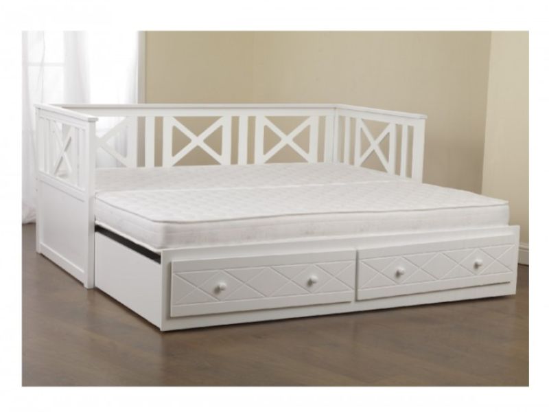 Sweet Dreams Chaise 3ft Single White Wooden Guest Day Bed