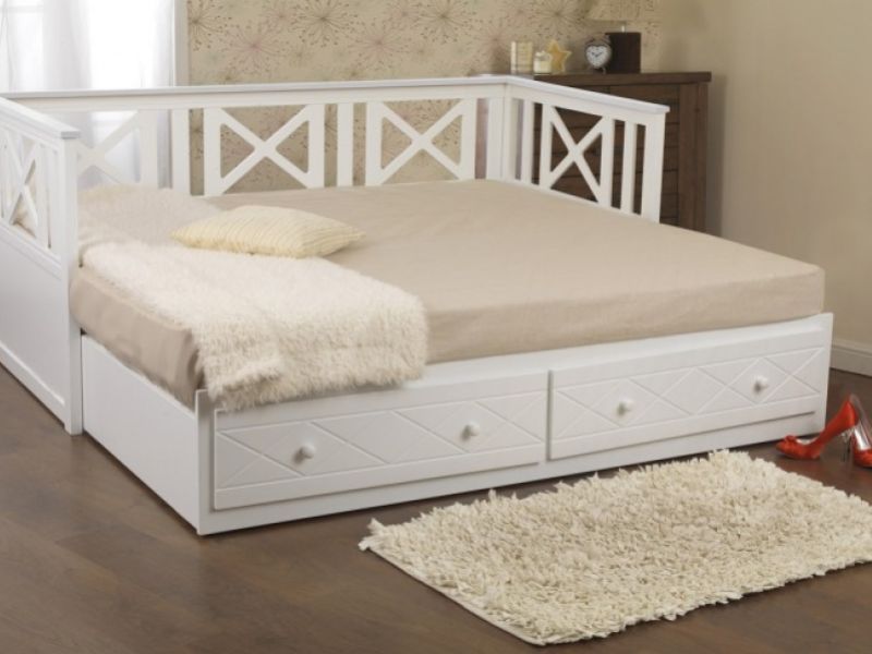 Sweet Dreams Chaise 3ft Single White Wooden Guest Day Bed