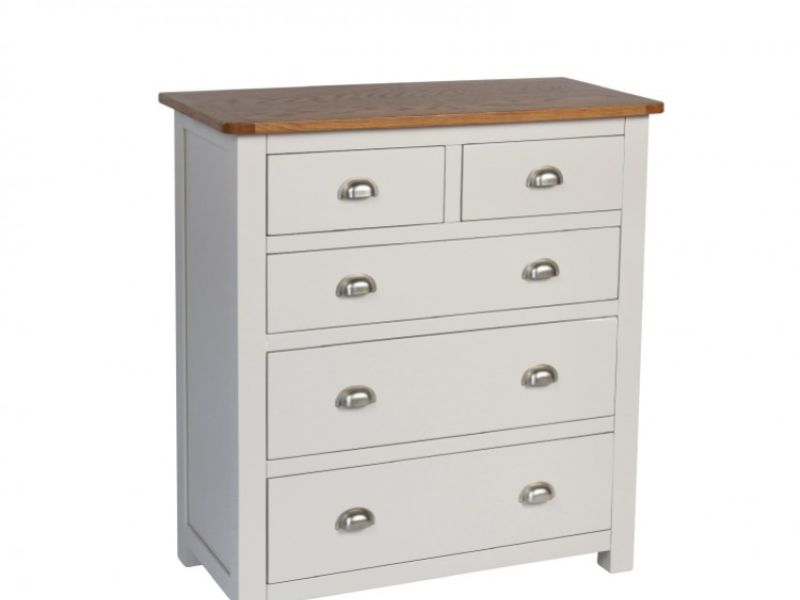 Sweet Dreams Cooper Pale Grey And Oak 5 Drawer Chest