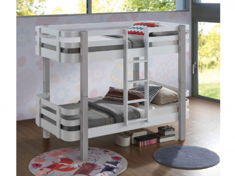 Sweet Dreams Trendy Bunk Bed In White And Grey