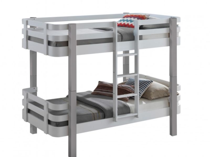 Sweet Dreams Trendy Bunk Bed In White And Grey